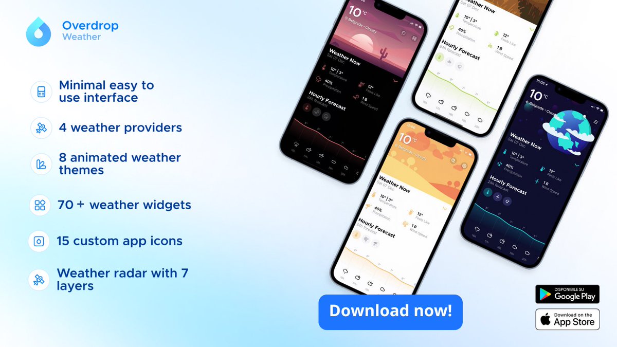 overdropweather's tweet photo. Customize, explore and simplify! 🎨📲 
With so many features and themes, your experience is unique. Learn more 👉 Link in bio. 
~
#foryou #app #personalization https://t.co/zBP5z3Ll0r