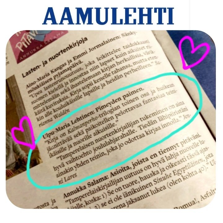 Jee olipas huippua, kun <a href="/aamulehti/">Aamulehti</a> joululahjavinkkejä-artikkelissa oli sekä netissä että paperilehdessä upouusia nuortenkirjoja nostettu suosituksiin! Ja vieläpä ihan tamperelaisilta tekijöiltä: mun ja Annukka Salaman uudet kirjat 🥰
#lukeminen #aamulehti