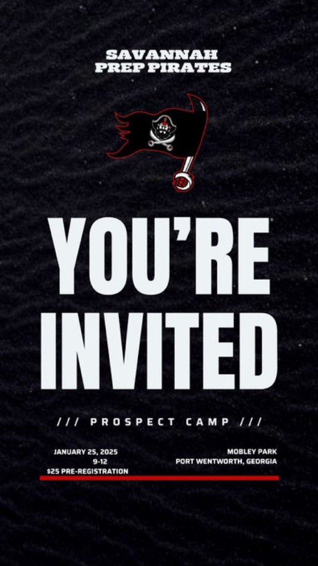 Blessed to recieve a Camp invite From the @SavPrepPirates ! <a href="/cary_malaki/">Malaki Cary</a> <a href="/CoachOMeadow/">Orman Meadow</a> <a href="/Gaugemyers_66/">gaugemyers_66</a> <a href="/BraxtonJM76/">Braxton Miller</a> <a href="/Prest0nJay/">𝐏𝐫𝐞𝐬𝐭𝐨𝐧 𝐌𝐢𝐭𝐜𝐡𝐞𝐥𝐥</a>