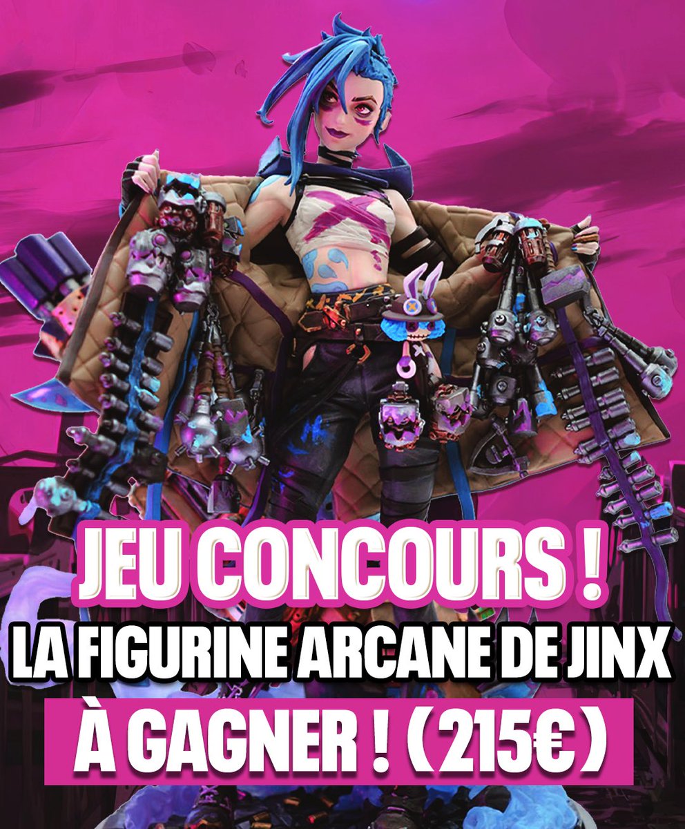 🚨 JEU CONCOURS !

Pour fêter la fin de Arcane on vous fait gagner cette incroyable figurine de Jinx d’une valeur de 215€ !

Pour participer :  
🔄 Retweet ce post 
❤️ Follow  <a href="/Tokanim_FR/">TOKANIM</a> et <a href="/vainkeurz/">VAINKEURZ 🦙</a> 
✅ Commente en mentionnant un ami

📆 Tirage au sort : 4 Décembre !