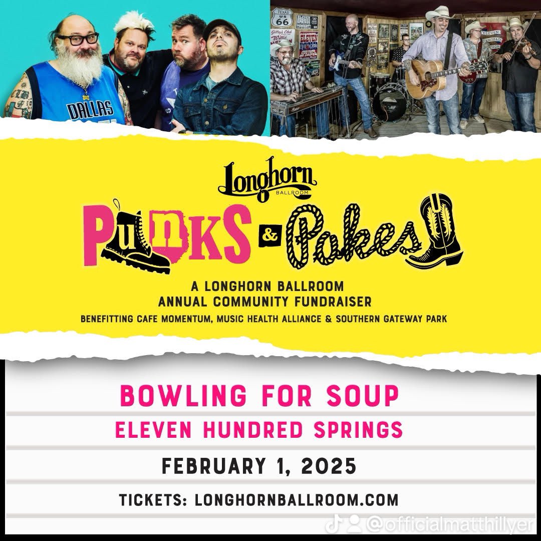 ELEVEN HUNDRED SPRINGS &amp; BOWLING FOR SOUP I’m sure we’ll be posting about this show plenty between now and February 1st. For now, I’ll just say get your tickets and come celebrate a fun night of music with us! Ticket link in bio or below.
.
Tickets: prekindle.com/promo/id/-2853…