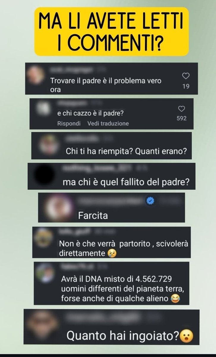 MastriTina's tweet photo. Ma li avete letti i commenti alla notizia della gravidanza di Valentina Nappi?
Ma no, non abbiamo un problema di mentalità maschilista di merda. https://t.co/IVOXR04oli