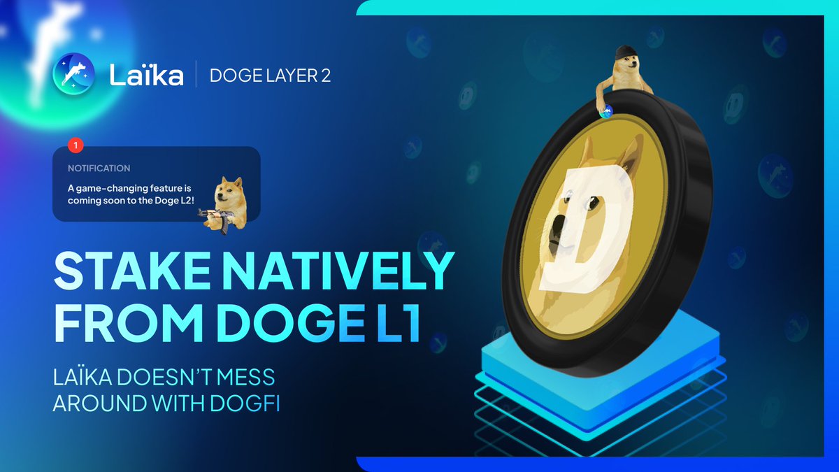YIELD ON $DOGE IS NO MORE A DREAM ✨

Stake $DOGE on Laïka, the first Dogecoin Layer 2, and earn APR while securing the network.

With Laïka’s chain abstraction, native staking directly on Dogecoin L1 is on the horizon, unlocking true yield potential.

DogFi is scaling, and $DOGE