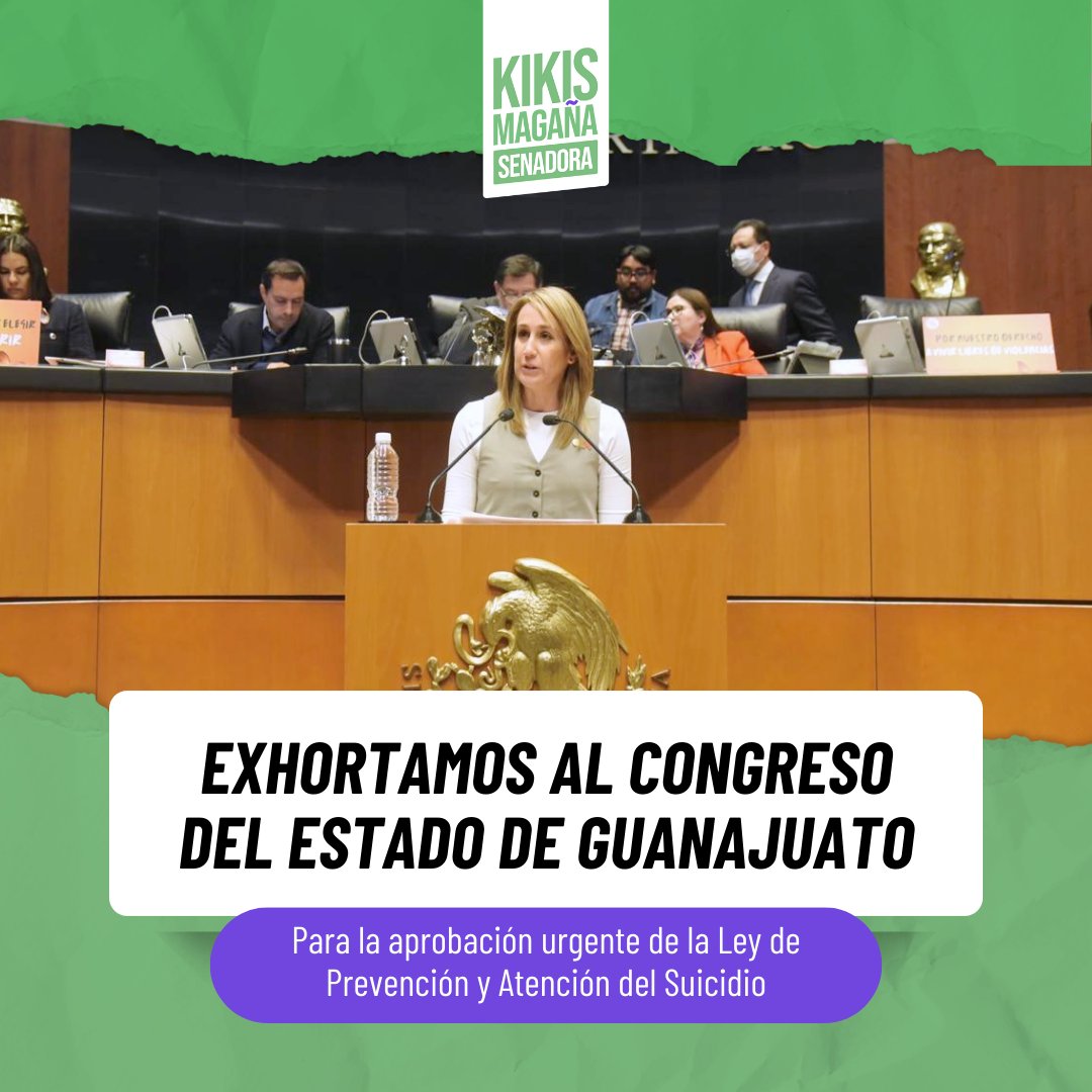 kikismf's tweet photo. Desde el Senado, hice un llamado al @CongresoGto para que dictamine con urgencia la Ley de Prevención y Atención del Suicidio.

Esta propuesta del @partidoverdegto fue presentada en la legislatura pasada, pero la mayoría panista la desechó.

Desafortunadamente en 2023 se registraron casi 500 suicidios en el estado, un aumento del 15% respecto al año anterior. Cada día sin esta ley significa vidas perdidas, especialmente de mujeres jóvenes que enfrentan violencia.