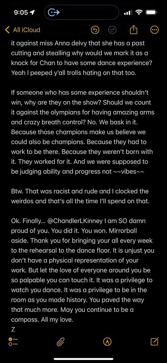 Okay, it’s the morning so I’m clear headed enough to speak. There are a few things I’d like to say publicly because I think the world (or my very small corner of it) deserves to know…

Your outrage for Chandler is justified. Though I am biased, it is an unbiased fact that —
