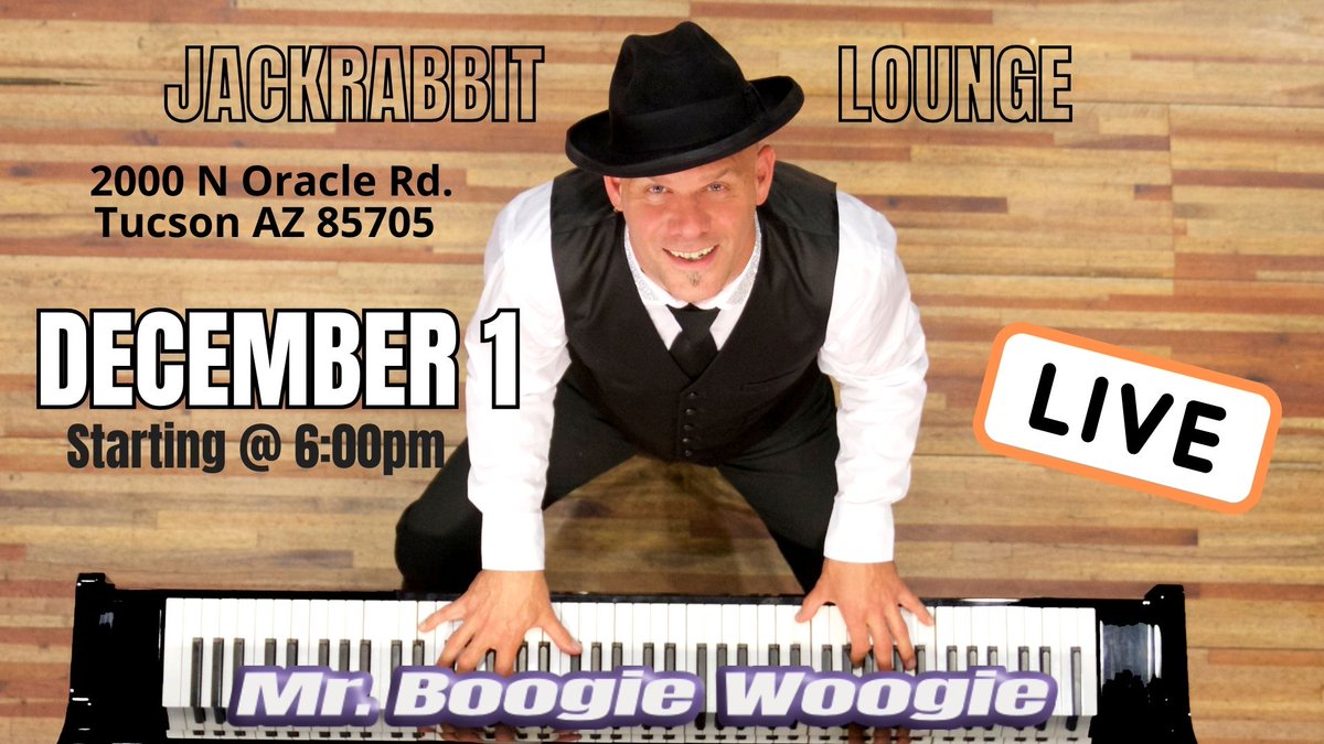 This Sunday, December 1 you'll find me behind the piano at the Jackrabbit Lounge. Great vibes, plenty of free parking, awesome food and there's no admission. Don't miss out!
