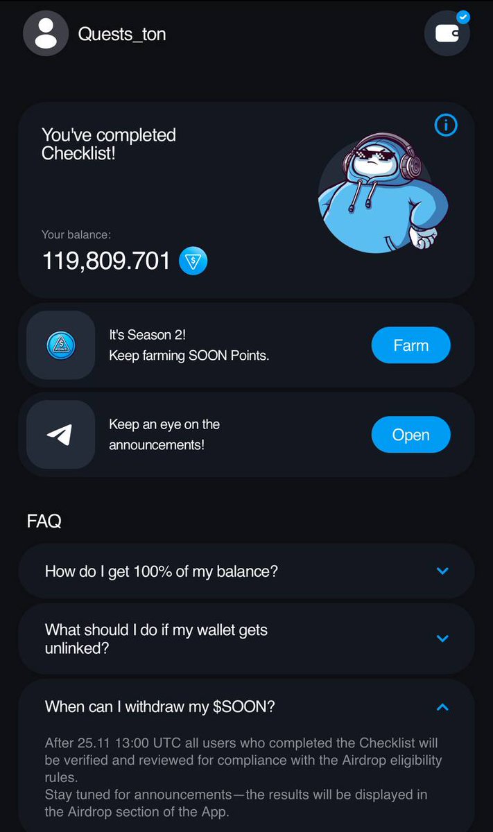 QuestsHunter's tweet image. Our bot is alive again! He has 8 lives left))) TON Station wrapped up its first season, and rumor has it, Season 2 kicks off in 90 days. We’ll still waiting for claim coins In the meantime, hop into...
Read more in TG Channel t.me/questszone
#quests_news #coinback