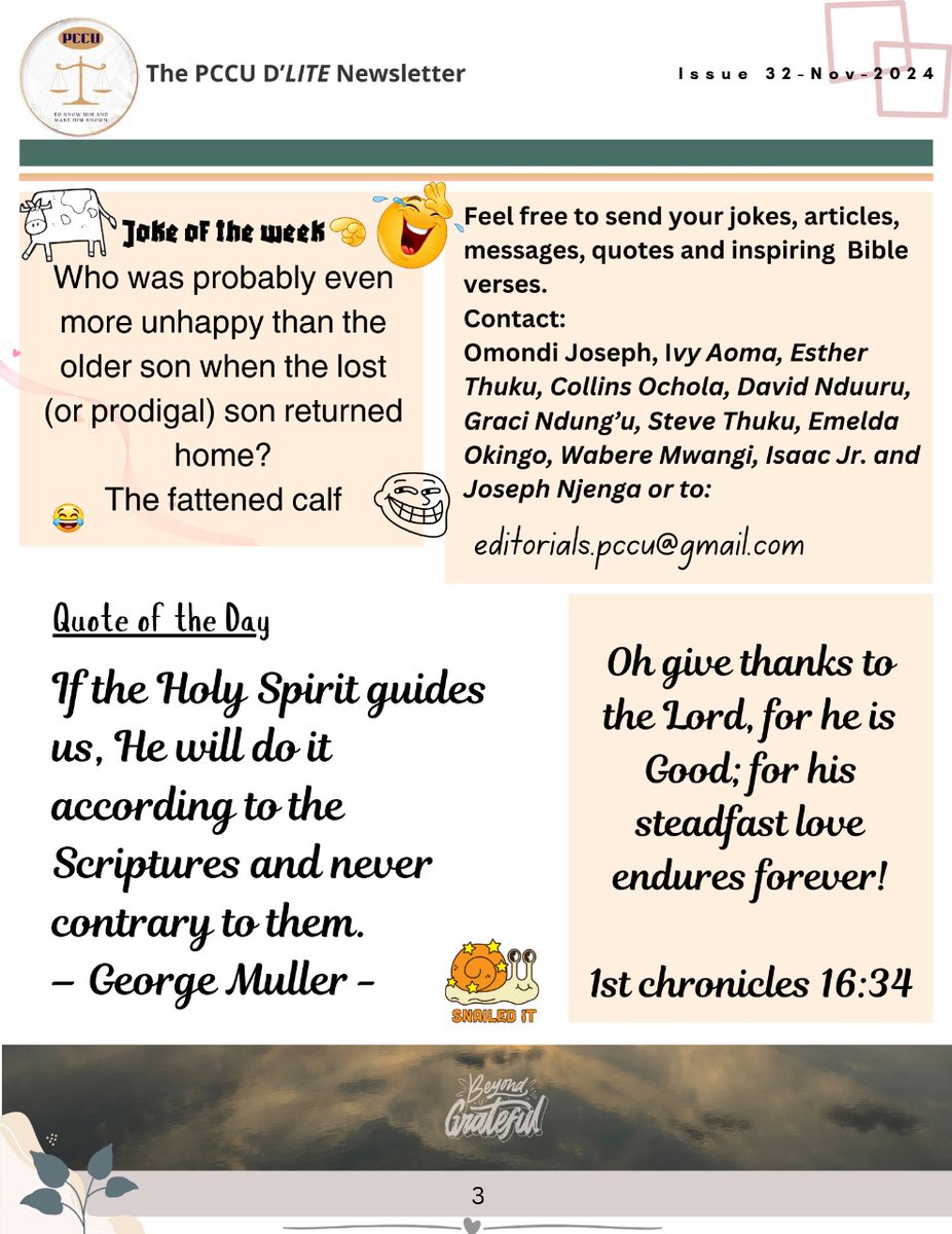 The PCCU is excited to present to you this evening the much-anticipated Issue 32, filled with enriching content and updates just for you!🌼