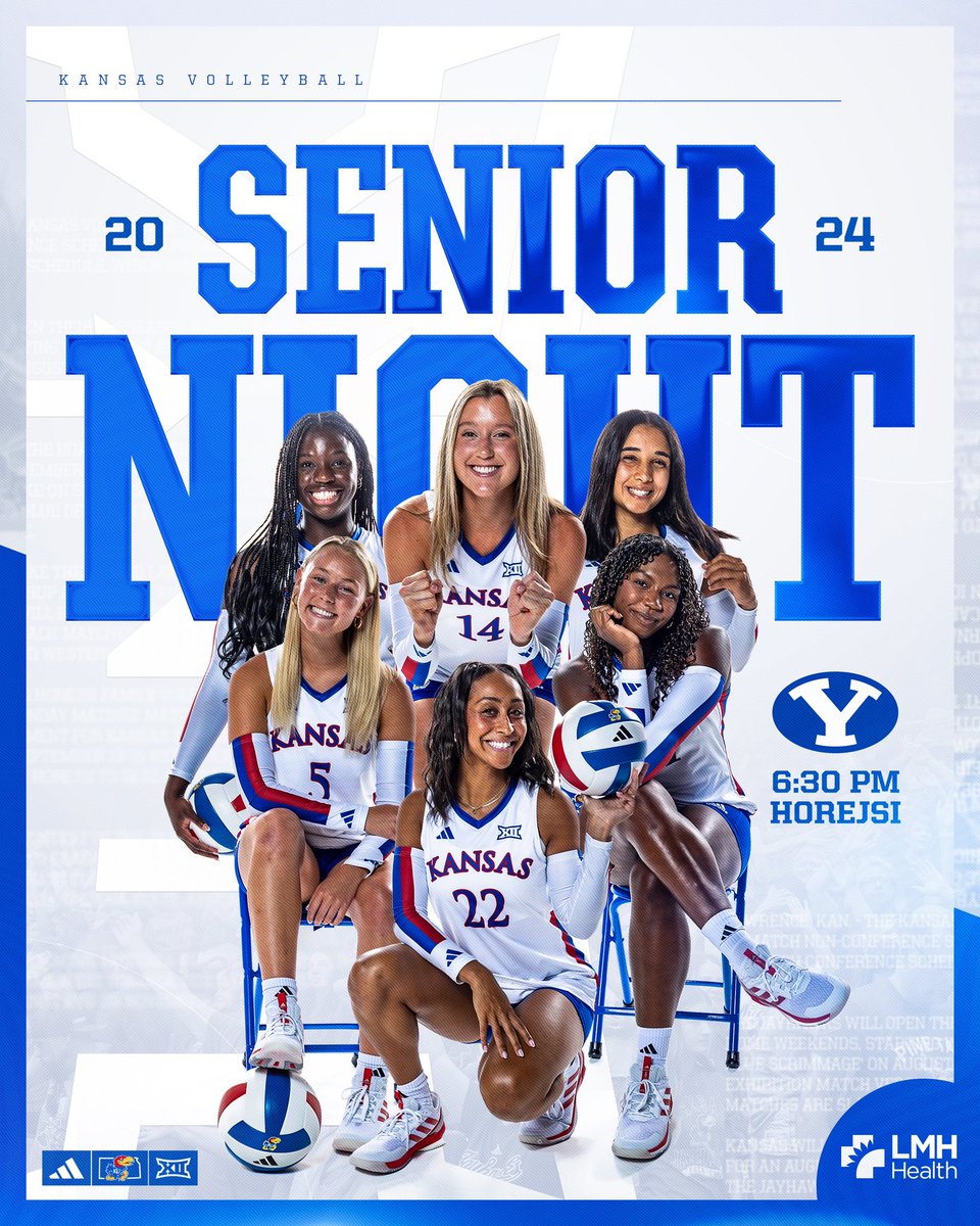 KUVolleyball's tweet photo. Celebrating our seniors 🥳

The No. 11 Jayhawks host the Cougars tonight in Horejsi!

⏰ 6:30 p.m.
🏟️ Horejsi
📺 ESPN +
📊 https://t.co/REN5qpSPiv

#RockChalk https://t.co/3ptlq4TULC