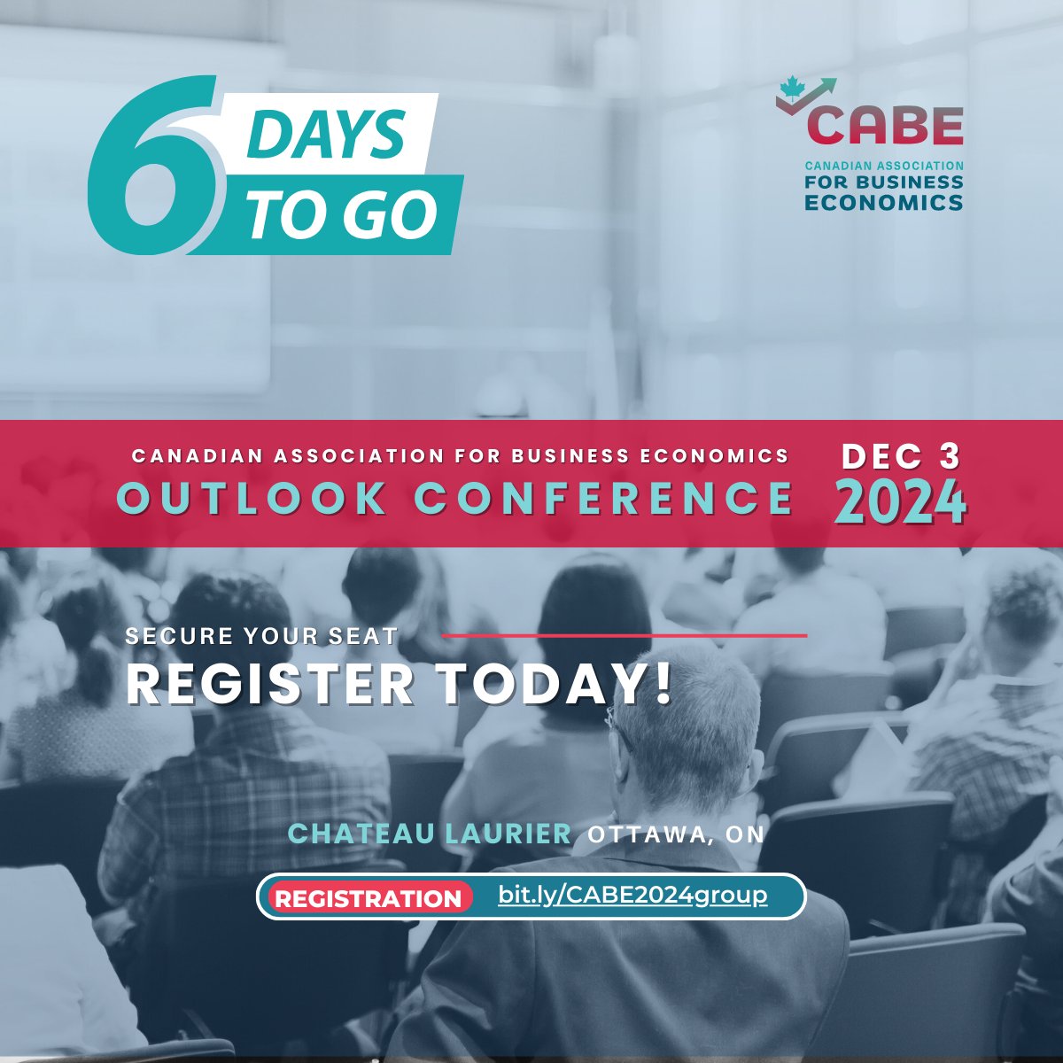 6 days to go until the Outlook Conference—Canada’s Premier Forum for Economists! Explore the agenda &amp; speakers reshaping how we see the Nov 5th election's impact on big economic issues—or affirming your views with confidence. 

Learn more &amp; register: bit.ly/CABE2024confer…