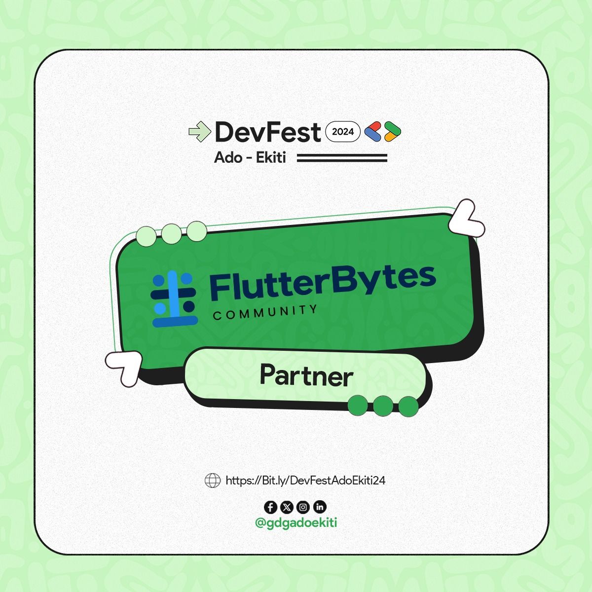 gdgadoekiti's tweet image. Excited to announce @flutterbytes_c as a proud partner for #DevFestAdoEkiti24!

Their dedication to fostering innovation and collaboration in the tech space is truly commendable. Let’s build something extraordinary together!

🗓️ Register now: Bit.ly/DevFestAdoEkit…

#gdgadoekiti