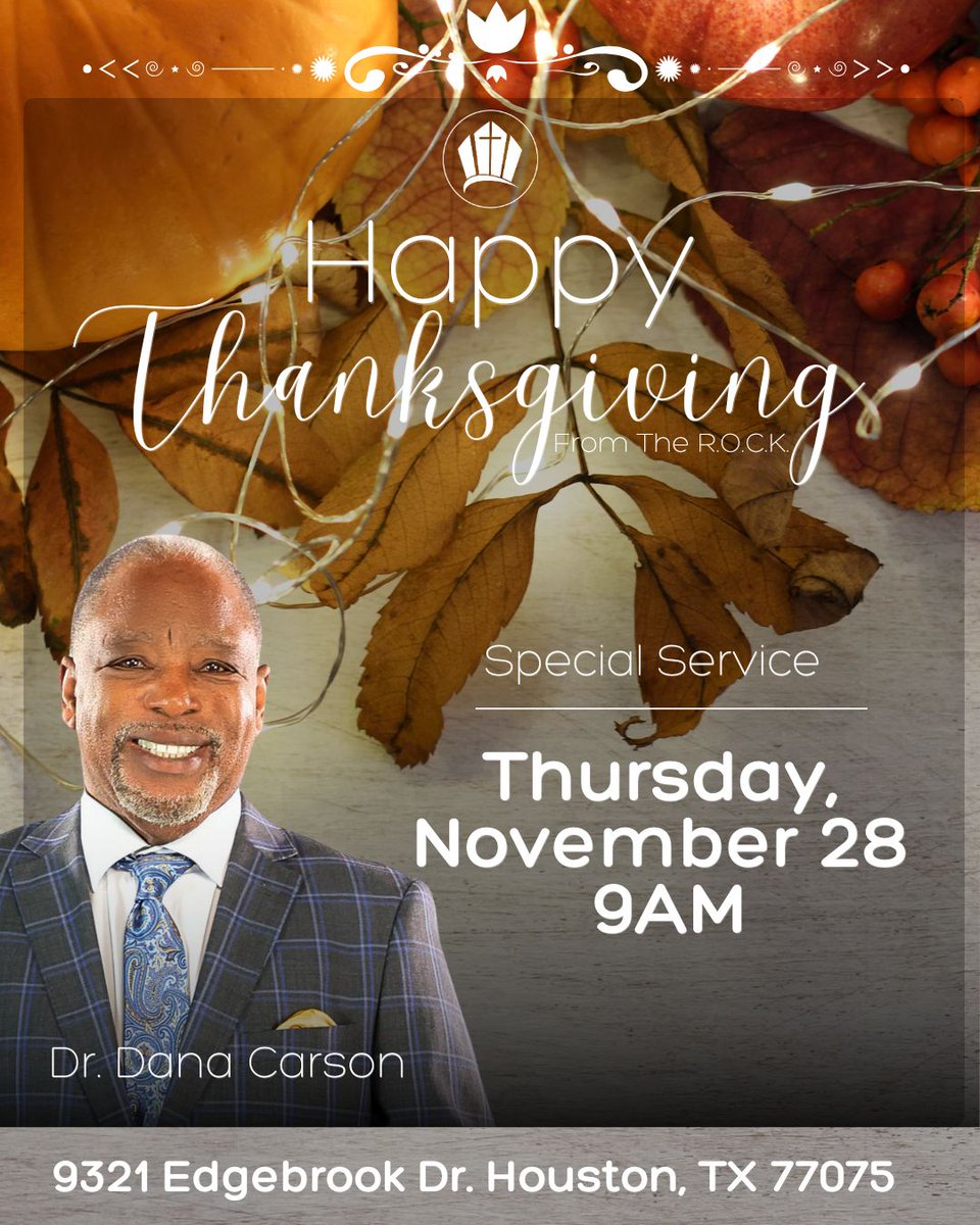 THEROCKWOI's tweet photo. Bring your family and friends as we come together to honor God and celebrate His goodness. Let's make this Thanksgiving unforgettable—see you at The R.O.C.K. Church!  

📍 9321 Edgebrook Dr. Houston, TX 77075
🕘 Thursday, 9 AM https://t.co/FYIHARtBto