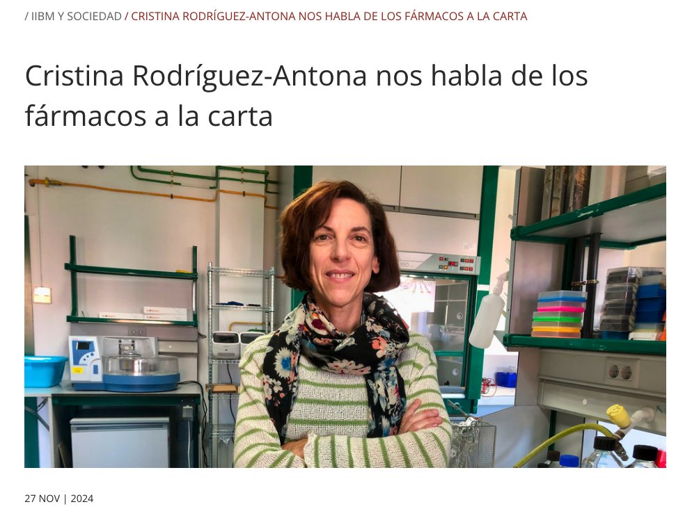 IIBM (@iibmcsicuam) on Twitter photo 📢HOY en las #NoticiasIIBM
🔴Cristina Rodríguez-Antona <a href="/RodriguezAntona/">Cristina Rodriguez-Antona</a>, jefa del grupo Farmacogenómica y Biomarcadores Tumorales <a href="/PGx_IIBM/">Pharmacogenomics & Tumor Biomarkers Group</a> del #IIBmCSICUAM
🎯Nos habla de la farmacogenética y de los beneficios de los fármacos personalizados
Echad un 👀 iib.uam.es/short?i=b6gm6t 📢HOY en las #NoticiasIIBM
🔴Cristina Rodríguez-Antona <a href="/RodriguezAntona/">Cristina Rodriguez-Antona</a>, jefa del grupo Farmacogenómica y Biomarcadores Tumorales <a href="/PGx_IIBM/">Pharmacogenomics & Tumor Biomarkers Group</a> del #IIBmCSICUAM
🎯Nos habla de la farmacogenética y de los beneficios de los fármacos personalizados
Echad un 👀 iib.uam.es/short?i=b6gm6t