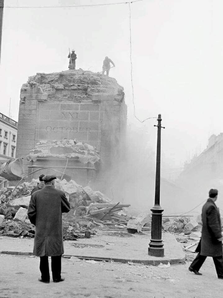 O'Connell street in 1966 after Nelson's pillar is blown up.