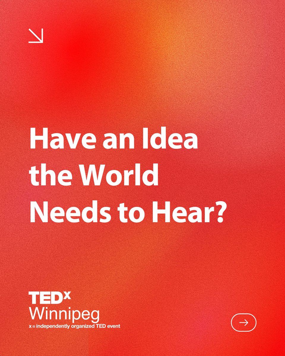 📷 Got an idea worth sharing? TEDxWinnipeg 2025 wants you!

We're on the hunt for extraordinary speakers to take the stage on May 29, 2025 in #Winnipeg, and share ideas that inspire, challenge, and spark change.

Please share ➡️ tedxwinnipeg.ca/speak/