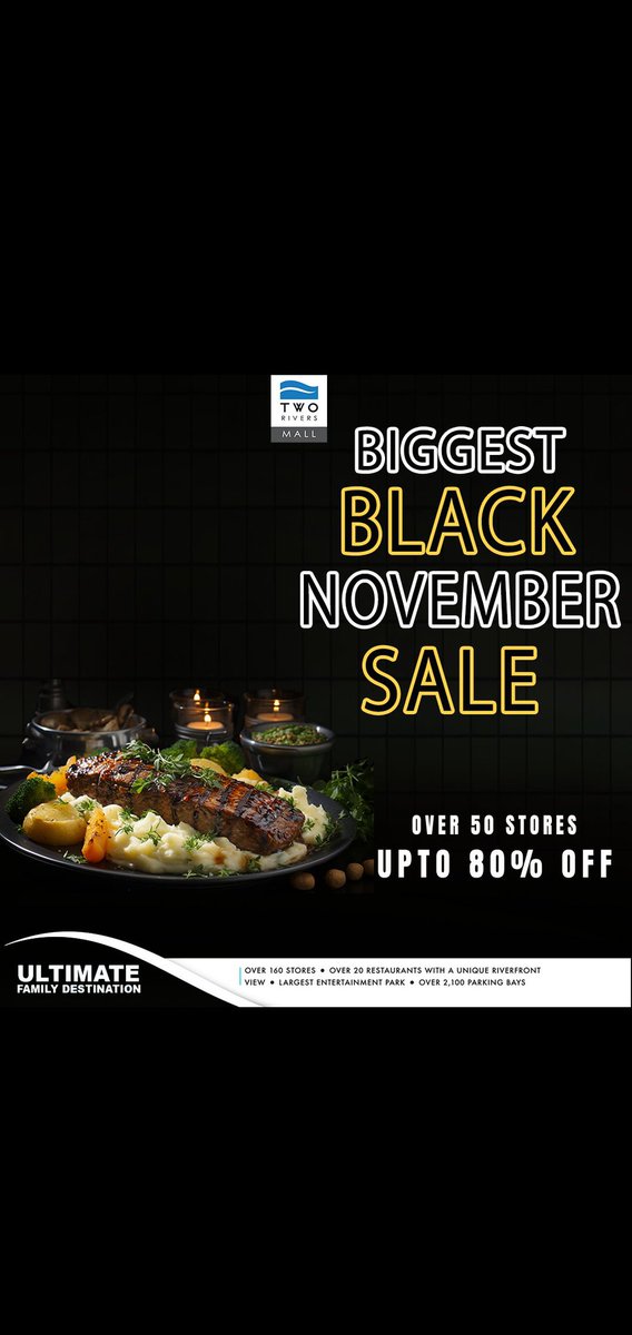 This #TRBlackNovember visit  Big square at Two Rivers Mall located at riverfront to enjoy takeaway offers for your family and loved ones available only at Two Rivers Mall don't be left behind and grab these deals while they last!
<a href="/TwoRivers_KE/">Two Rivers</a>