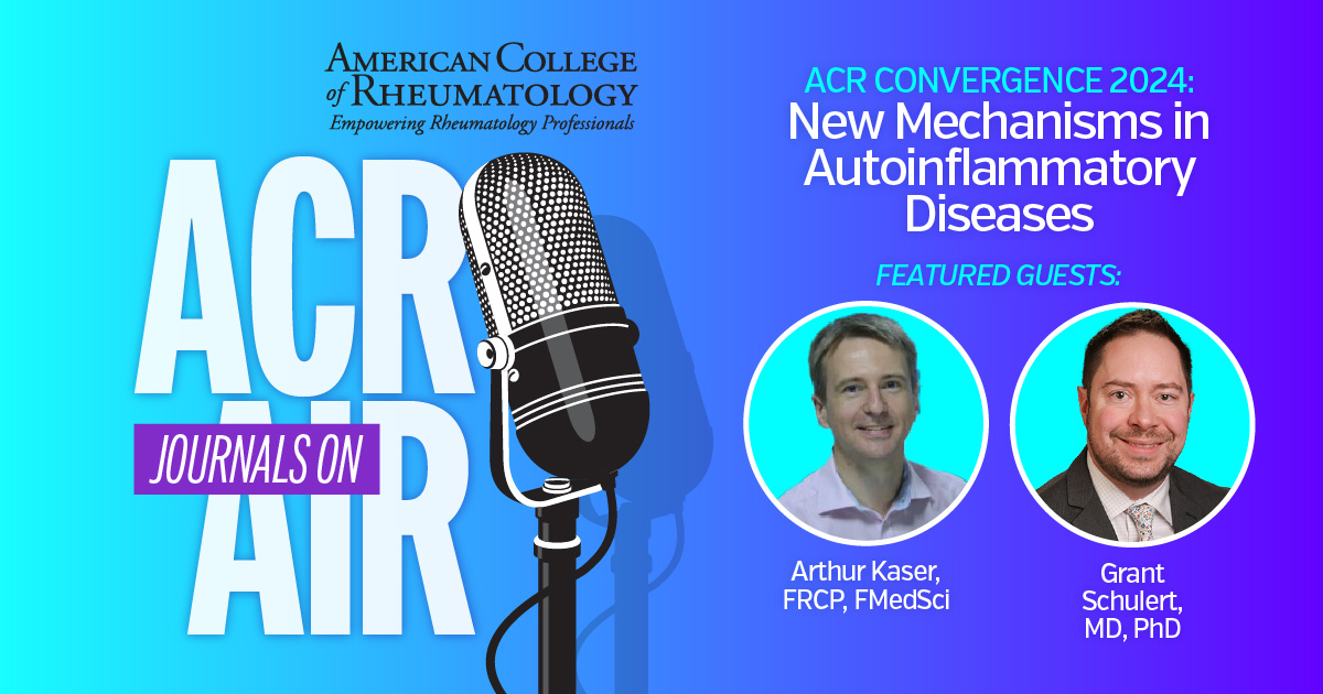 American College of Rheumatology (@acrheum) on Twitter photo ICYMI @ #ACR24! LISTEN IN as Drs. Schulert & Kaser explore the cutting-edge world of autoinflammatory diseases. Don’t miss their insights on refractory & complicated #SJIA → acr.tw/4ergzxX <a href="/GrantSchulert/">Grant Schulert, MD PhD</a> <a href="/ACR_Journals/">ACR_Journals</a> ICYMI @ #ACR24! LISTEN IN as Drs. Schulert & Kaser explore the cutting-edge world of autoinflammatory diseases. Don’t miss their insights on refractory & complicated #SJIA → acr.tw/4ergzxX <a href="/GrantSchulert/">Grant Schulert, MD PhD</a> <a href="/ACR_Journals/">ACR_Journals</a>