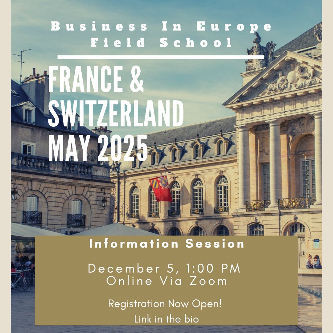 Are you ready for an unforgettable travel experience while earning credits towards your business degree? Join us for our field school information session on December 5th at 1:00 PM 🌏✈️

Registration in bio!