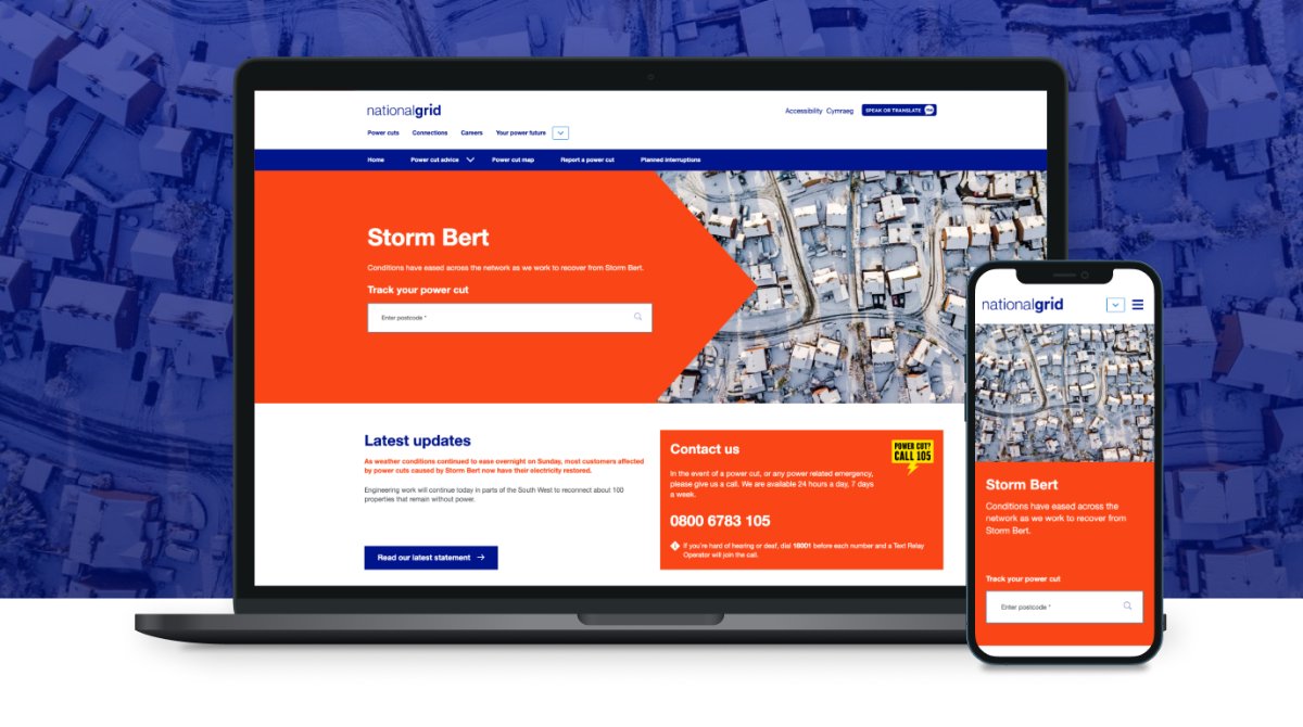 Enigma Interactive (@enigmaint) on Twitter photo 📢 Spotlight: A dedicated ‘storm mode’ website for National Grid. Switched on when Storm Bert hit the UK, keeping customers informed, the ability to track a power cut, gain safety tips and report issues. 👉Read the full story here: tinyurl.com/5bap7dfp <a href="/nationalgriduk/">National Grid UK</a> 📢 Spotlight: A dedicated ‘storm mode’ website for National Grid. Switched on when Storm Bert hit the UK, keeping customers informed, the ability to track a power cut, gain safety tips and report issues. 👉Read the full story here: tinyurl.com/5bap7dfp <a href="/nationalgriduk/">National Grid UK</a>