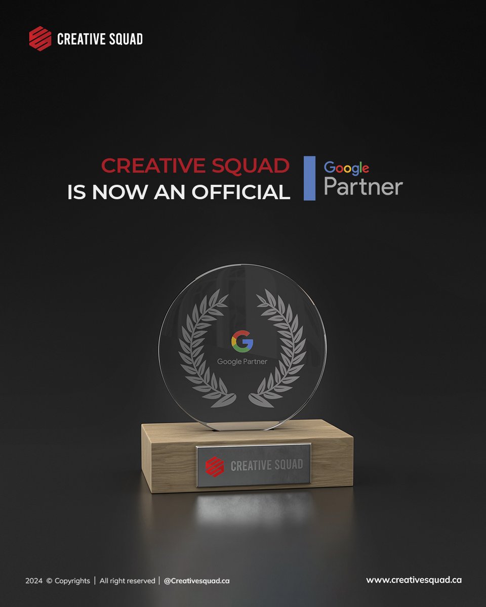 CreativeSquadCA's tweet photo. Big news! We're officially a Google Partner! This milestone is a testament to our dedication, expertise, and passion for driving success. 

Check us out as a Google Partner!
https://t.co/SR950qzDiY
.
.
.
#GooglePartner #DigitalMarketing #CertifiedExperts #GrowthDriven https://t.co/mCgM3mNZt4