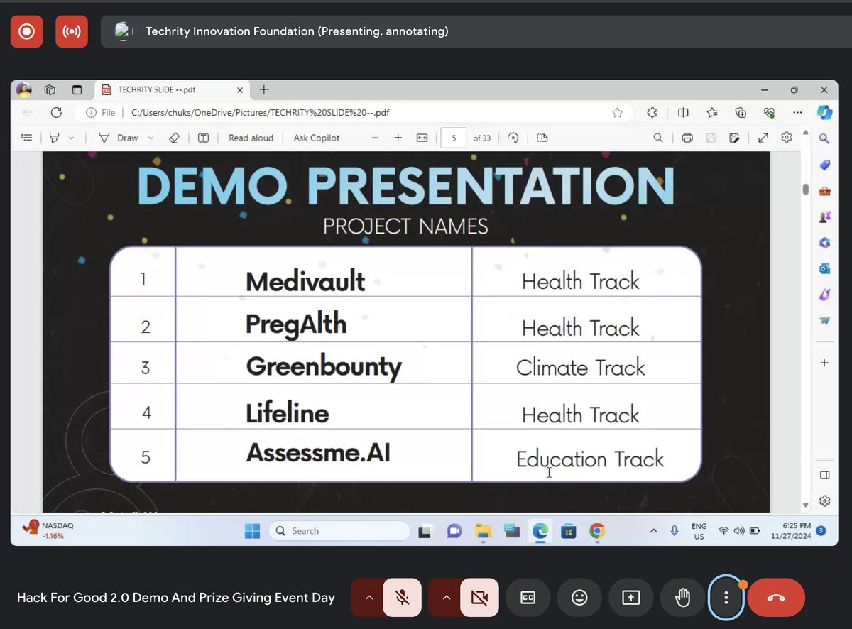 techrityorg's tweet image. Hack for Good Award and project demo is live 
#HackForGood #Techrity