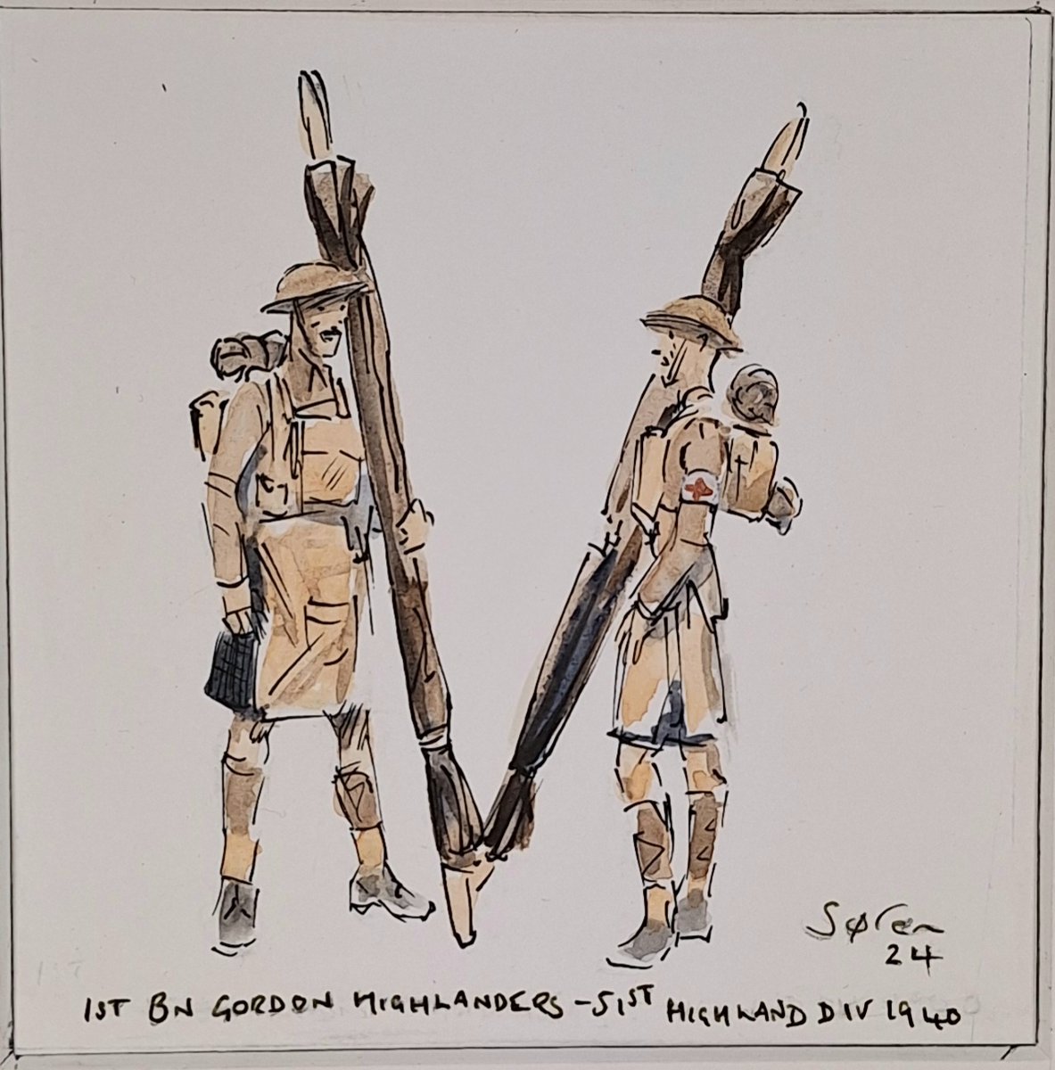 NJanagill's tweet photo. #51stHighlandDivision  #gordonhighlanders #stvalery #1940 #ww2 #battleoffrance

#flandersfields #Ypres
#pen&amp;ink #watercolour
#illustrationart #comicart 
art &amp; illustrations direct from a artist that has previously exhibited at the Royal Academy https://t.co/mFirOHlL2J https://t.co/9vBNEVjX40