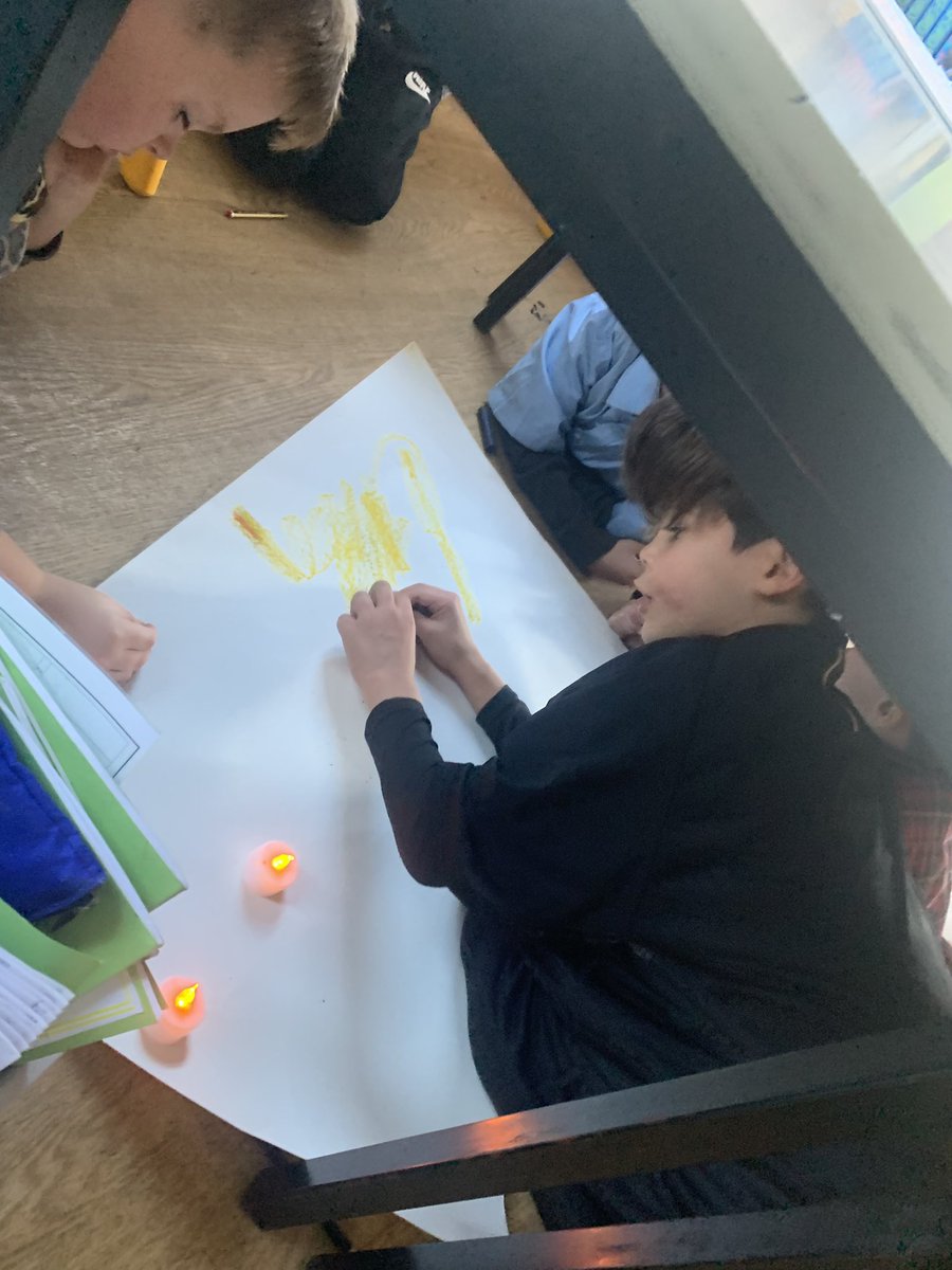CCMPrimary's tweet photo. Cave art final pieces with music and candles… fantastic collaboration, year 3! #stoneageday 🖐️ 🦣 https://t.co/qkjunLuBTI