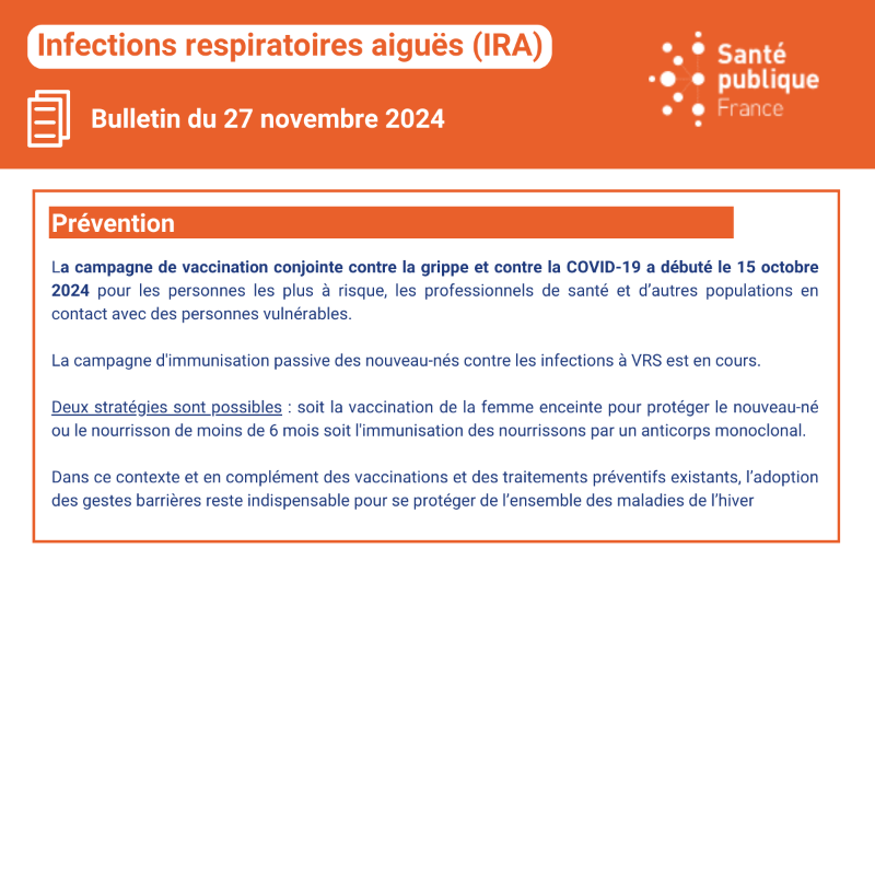 SantePubliqueFr's tweet photo. #COVID19 #Grippe #Bronchiolite
Publication du bulletin infections respiratoires aiguës (IRA) ➡ Activité en augmentation en ville et à l'hôpital, principalement chez les enfants.
📰Bulletin du 27/11➡️ https://t.co/aZQXFWosuB