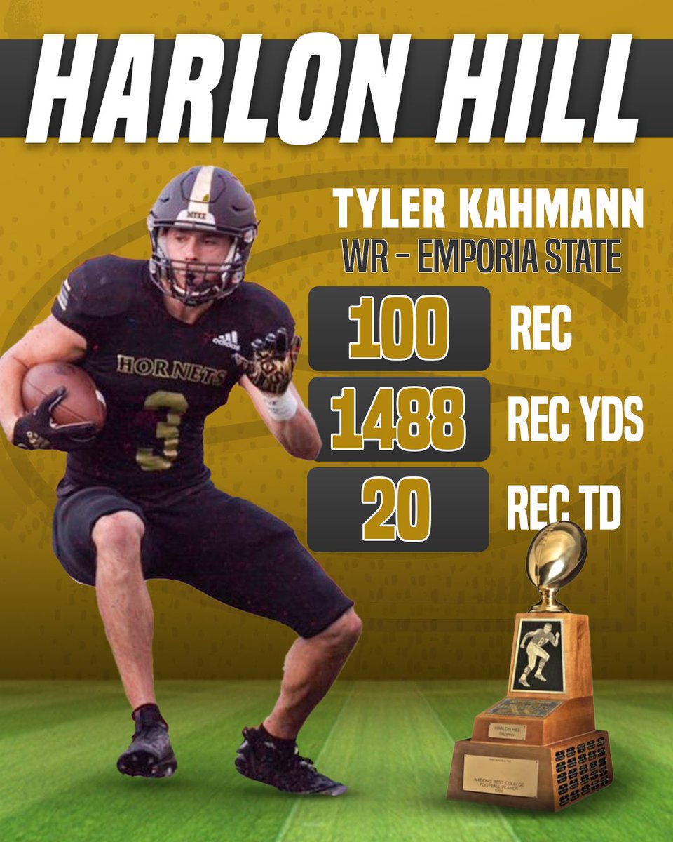 Division 1 Rejects (@d1_rejects) on Twitter photo Record-Breaking year for <a href="/tyler_kahmann33/">Tyler Kahmann</a> at <a href="/esuhornetsfb/">ESU Hornet Football</a> 🐝
The Senior was a unanimous <a href="/TheMIAA/">The MIAA</a> first-team selection and is a nominee for this year’s Harlon Hill award 👏 Record-Breaking year for <a href="/tyler_kahmann33/">Tyler Kahmann</a> at <a href="/esuhornetsfb/">ESU Hornet Football</a> 🐝
The Senior was a unanimous <a href="/TheMIAA/">The MIAA</a> first-team selection and is a nominee for this year’s Harlon Hill award 👏