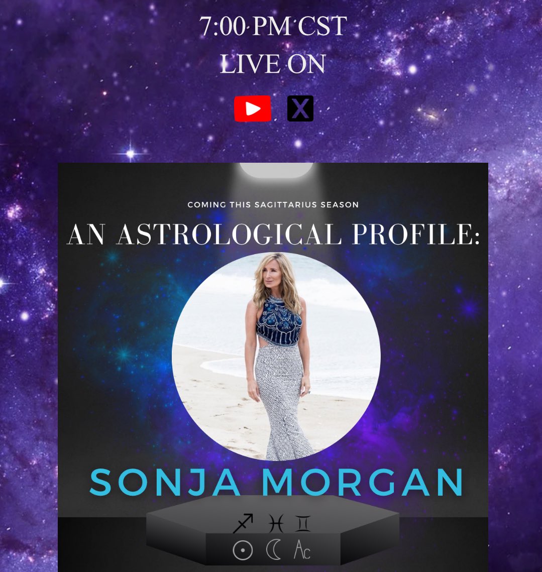 🚨TONIGHT🚨

kicking off my new astrology profile series with the amazing <a href="/SonjatMorgan/">Sonja Morgan</a> from the original Real Housewives of NYC 🥂✨👑