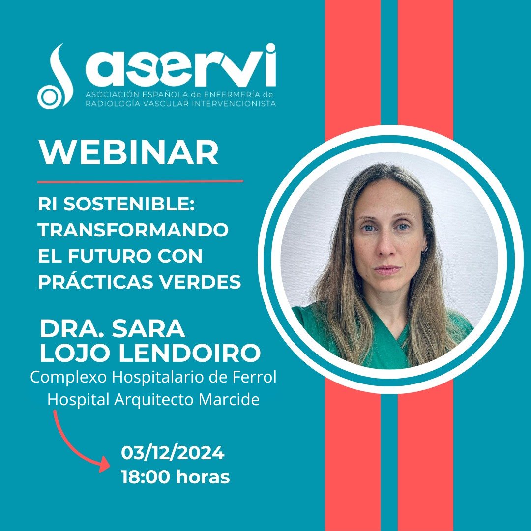 aeervi's tweet photo. 🗓️El martes 3 de diciembre a las 18:00 tendremos un nuevo Webinar de AEERVI!
🤓Tendrá como título "Radiología Intervencionista Sostenible: Transformando el Futuro con Prácticas Verdes"
👉Inscripción a través del link que encontrarás a continuación👇
https://t.co/mktyxLHp93 https://t.co/hI1UVwHRiq