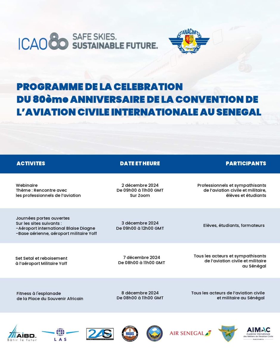 meteosenegal's tweet photo. 80ème anniversaire de la convention de l’aviation civile internationale : Le programme de la célébration au Sénégal

#anacim 
#wacaf https://t.co/RBYPrRqpjE