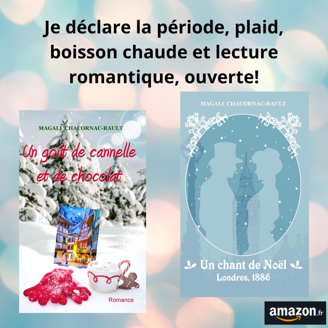 Bonjour les amis

En cette période de Noël, je vous propose deux romances.
L'une contemporaine se déroulant en Alsace et l'autre dans le Londres victorien.
 amazon.fr/go%C3%BBt-cann…

amazon.fr/chant-No%C3%AB…

Bonne lecture et joyeuses fêtes à tous