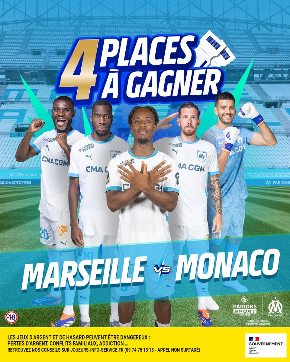 ParionsSport_EL's tweet image. 🔵⚪️ Choc au sommet pour l'OM qui reçoit Monaco à l'Orange Vélodrome en championnat ! Tu veux assister au match (2x2 places 🎁) ? 

Rien de plus simple:
 👉 RT &amp;amp; follow

TAS 29/11
Règlement: bit.ly/REG-X-2024