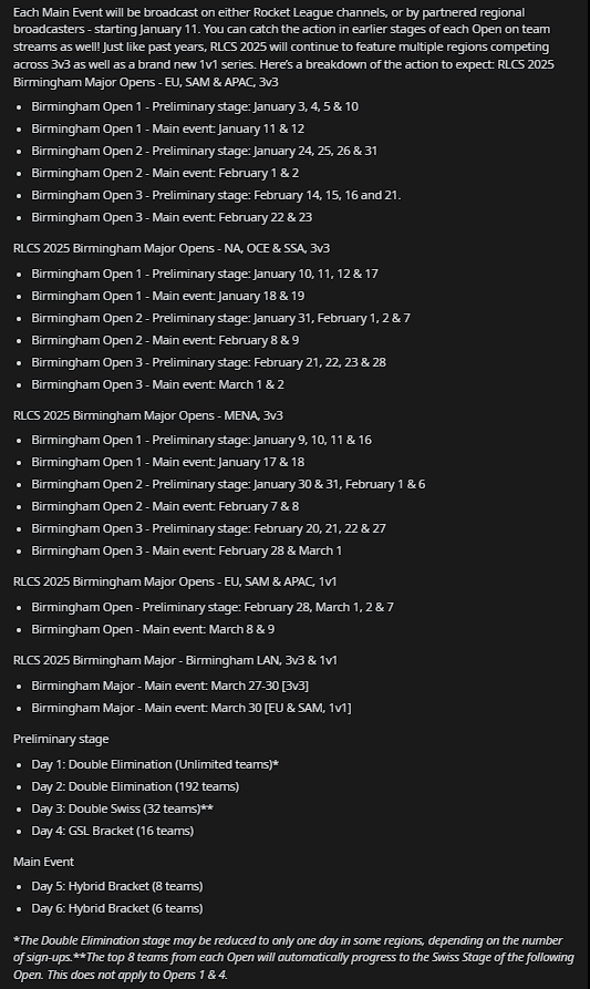 The 2025 Split 1 Schedule &amp; Format has been posted!

reddit.com/r/RocketLeague…