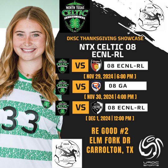 We will be playing at the DKSC thanksgiving showcase this weekend!!!
Schedule below 👇 I hope to see you there‼️‼️
<a href="/coachbones23/">Mike Mayes</a> <a href="/ECNLgirls/">ECNL Girls</a> <a href="/ntxcelticfc/">NTX Celtic FC</a>