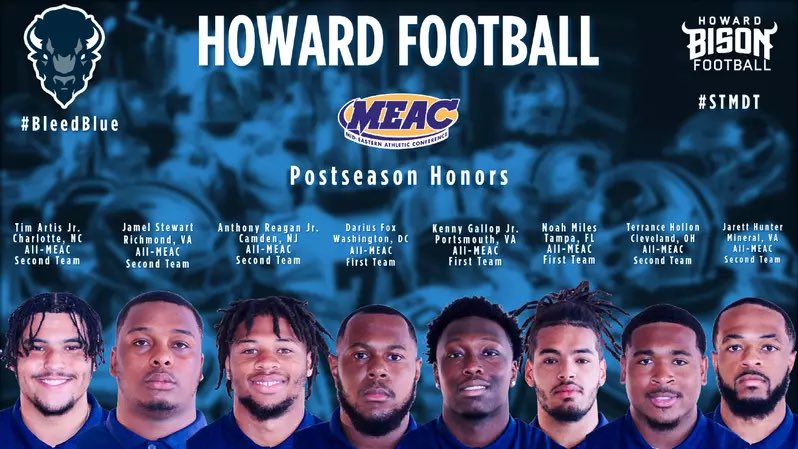 Congratulations to our Bison on receiving #MEAC Football Postseason Honors! 🦬

hubison.com/news/2024/11/2…