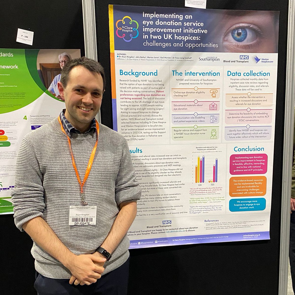 Proud of #TeamStClare presenting their research posters at this week’s @hospiceUK conference on topics including #eyedonation #acupuncture #palliativerehabilitation #frailty and more! Helping lead the way in shaping the future of #hospicecare #hospiceukconf