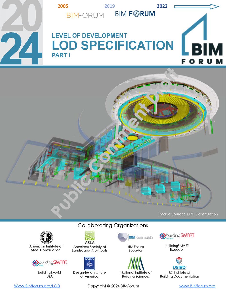 BrianSkripac's tweet image. @theBIMForum has released a public comment draft version of the 2024 #LevelOfDevelopment Specification - bimforum.org/lod. The public comment period will close on Monday, December 9, you can post your comments in the following link form.jotform.com/233625210758051 #LOD #BIM #VDC
