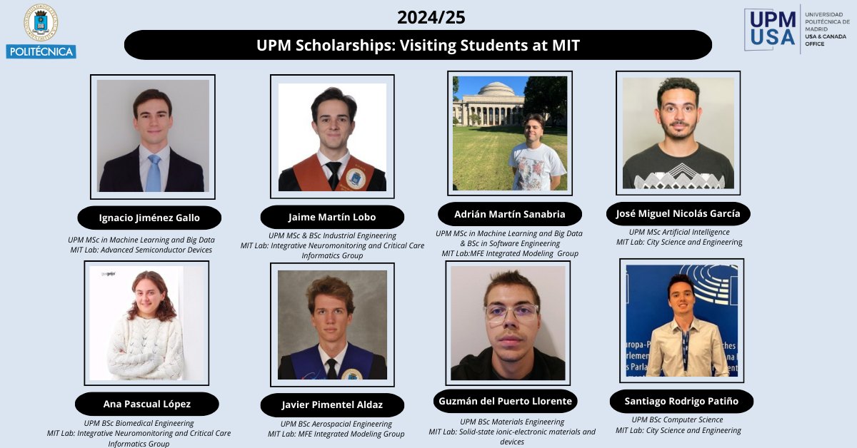 Celebrating the UPM Scholarship awardees: visiting students at MIT! 🎓

Our students are conducting groundbreaking research in top labs at MIT, thanks to the UPM Scholarship. Proud to see them representing UPM values on the global stage! 🚀🔬

#UPM #SomosUPM #MIT #Scholarships