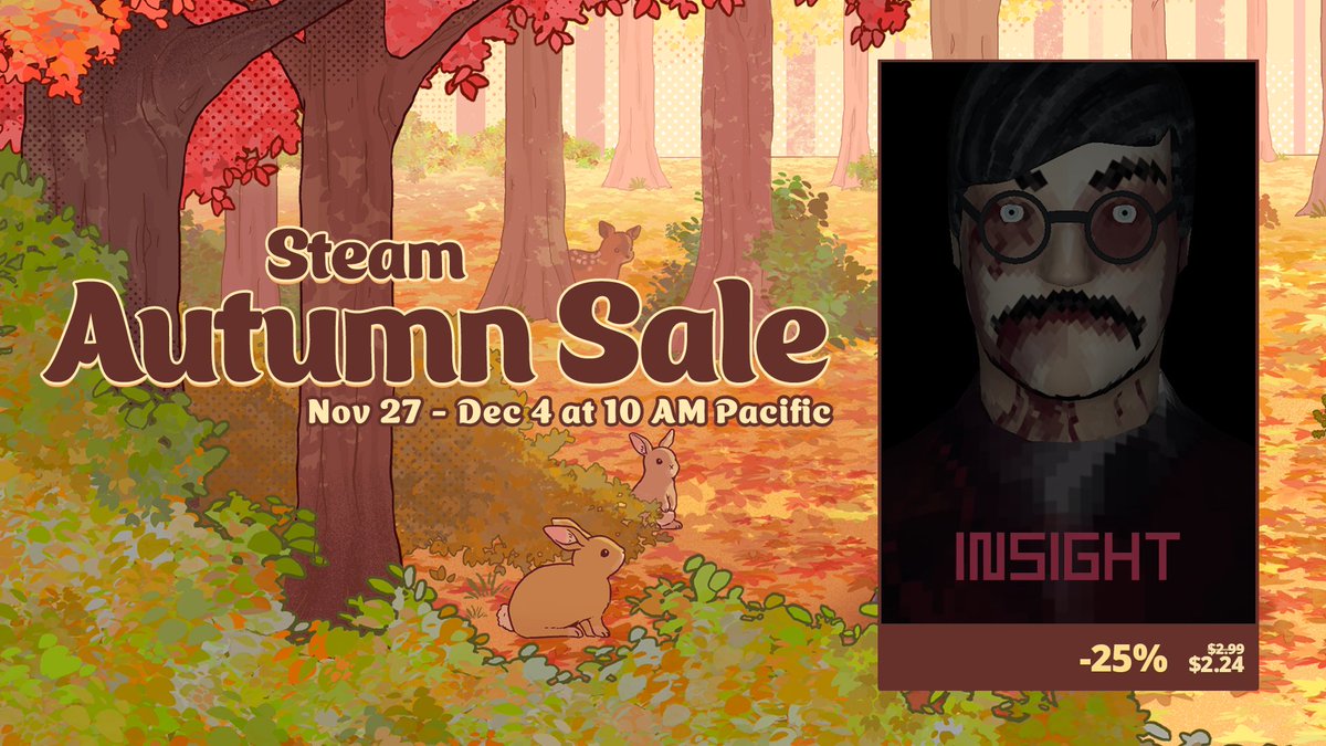 paperpixelgames's tweet photo. The Steam Autumn Sale is here! Get 25% off on Insight right now! 🎉🎉 https://t.co/lmFEDxdYxa