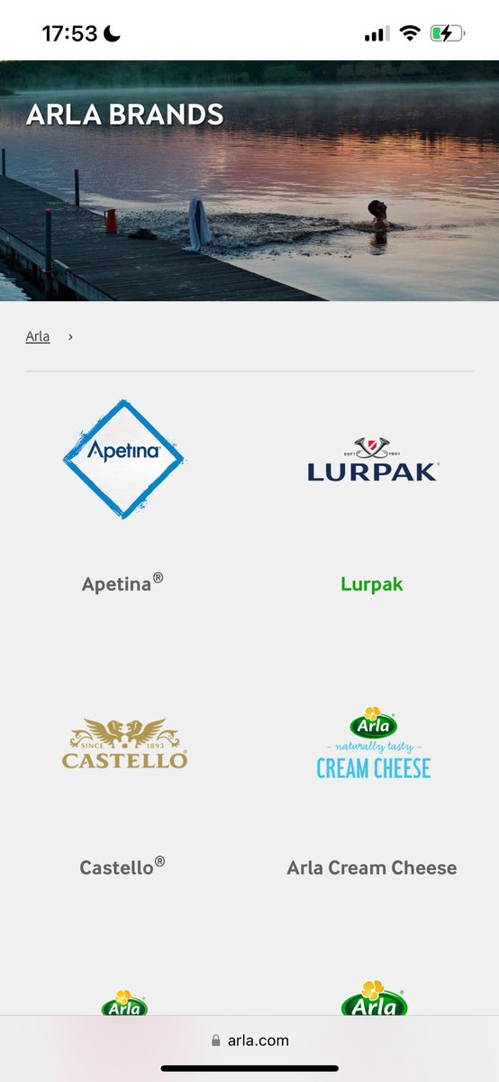 Arla brands 

Gutted 

Love Lurpak

What times when we can't even trust our foods anymore 

How is Gates allowed to affect so much of life on this planet!

arla.com/all-our-brands/