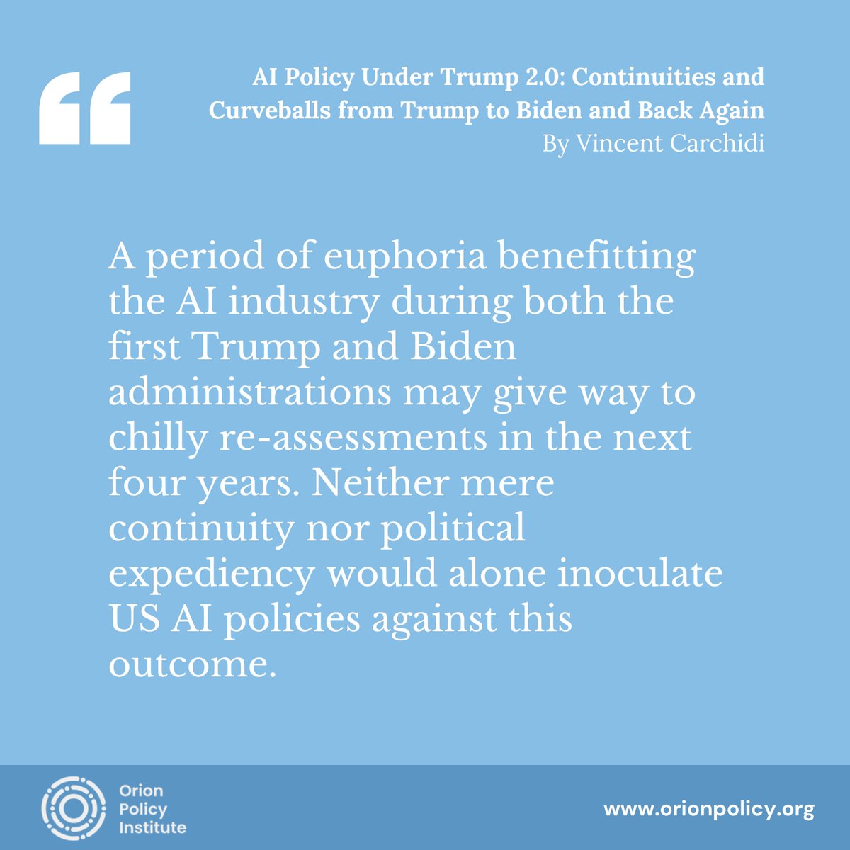 Orion Policy Institute (@orionpolicyins) on Twitter photo Learn more from our website in the article 'AI Policy Under Trump 2.0: Continuities and Curveballs from Trump to Biden and Back Again' from our Non-resident Fellow <a href="/j_carchidi/">Vincent J. Carchidi</a>!
#AI #AIPolicy #CyberTechnologies #Trump #Administration
Visit:
orionpolicy.org/ai-policy-unde… Learn more from our website in the article 'AI Policy Under Trump 2.0: Continuities and Curveballs from Trump to Biden and Back Again' from our Non-resident Fellow <a href="/j_carchidi/">Vincent J. Carchidi</a>!
#AI #AIPolicy #CyberTechnologies #Trump #Administration
Visit:
orionpolicy.org/ai-policy-unde…