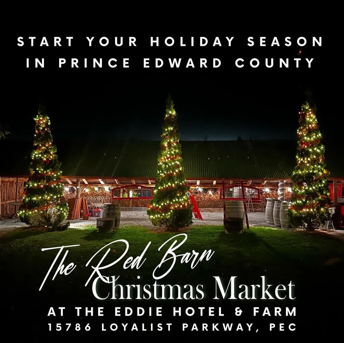 The holiday season will be in full swing this weekend at The Eddie's Red Barn Christmas Market 🎄❄️

The Red Barn Christmas Market will run from 10 a.m. to 6 p.m. on Nov. 29 &amp; 30, and from 10 a.m to 4 p.m on Dec. 1, with $2 entry fee.

More details: bit.ly/3OslGDz