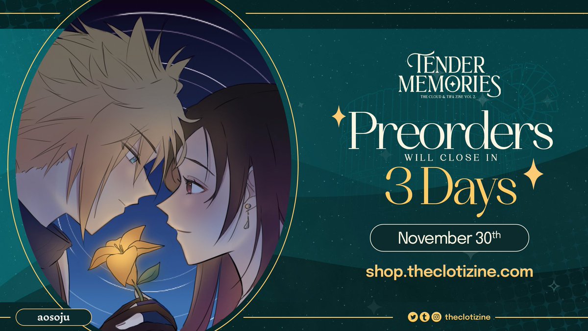 theclotizine's tweet photo. ✨ PREORDERS 3 DAYS LEFT 🌼
🍃 Preview by @aosoju
 
We're nearing the end of our Preorder period! If you have not bought your copy yet, now's your chance. The shop will close in just 3 days on November 30th. ☺️💛

🛒 https://t.co/bB37p52ywq https://t.co/SbwsiJVmKY