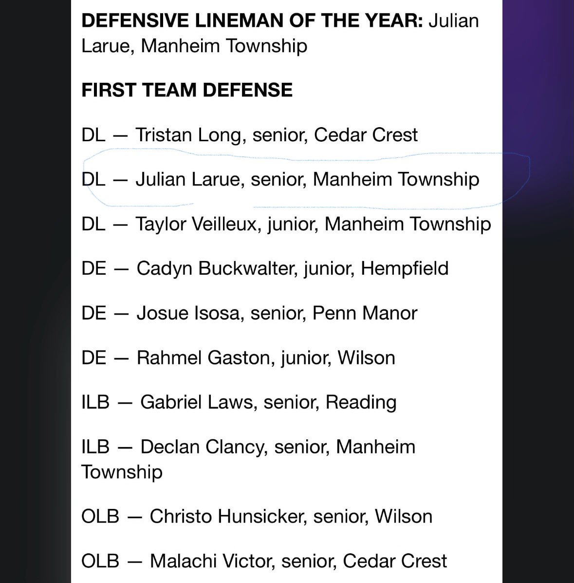 StuDaUhaul's tweet photo. Best DL in the LL he deserves everything coming his way man lie Numbers don’t @larue_julian @CamboyzTraining @canes77 @717_sports https://t.co/ZCSi8lNyZe