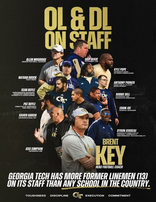 SouthRecruiting's tweet image. Look at all those OL coaches on staff!

Come get developed.

#JosephToGT 

@D1Pey