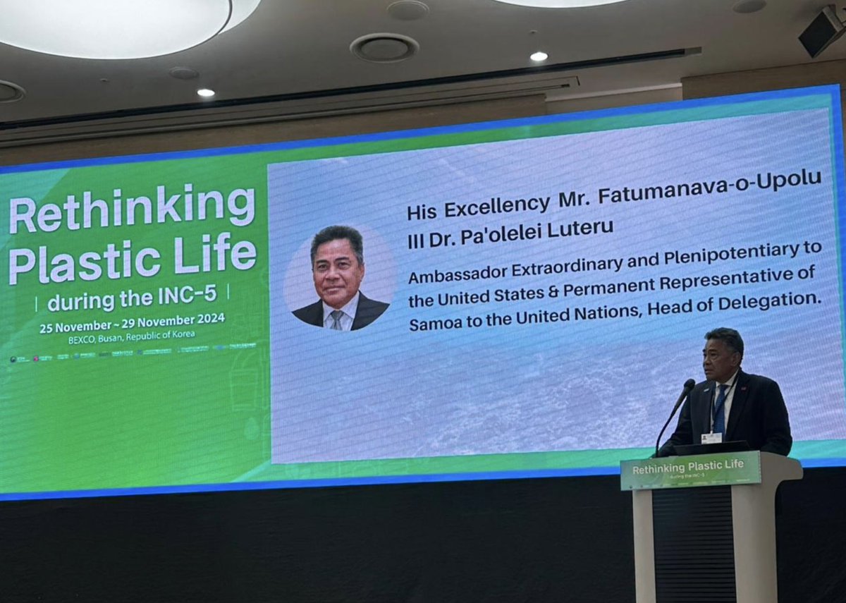 Fatumanava Dr. Pa'olelei Luteru (@luteru_paolelei) on Twitter photo Pleasure speaking at the <a href="/WorldBank/">World Bank</a> event on #RethinkingPlastic Life.
#SIDS look forward to the successful negotiations to #EndPlasticPollution. We must ensure the speedy and effective implementation of the treaty, as the lives and livelihoods of our people depend on this. Pleasure speaking at the <a href="/WorldBank/">World Bank</a> event on #RethinkingPlastic Life.
#SIDS look forward to the successful negotiations to #EndPlasticPollution. We must ensure the speedy and effective implementation of the treaty, as the lives and livelihoods of our people depend on this.