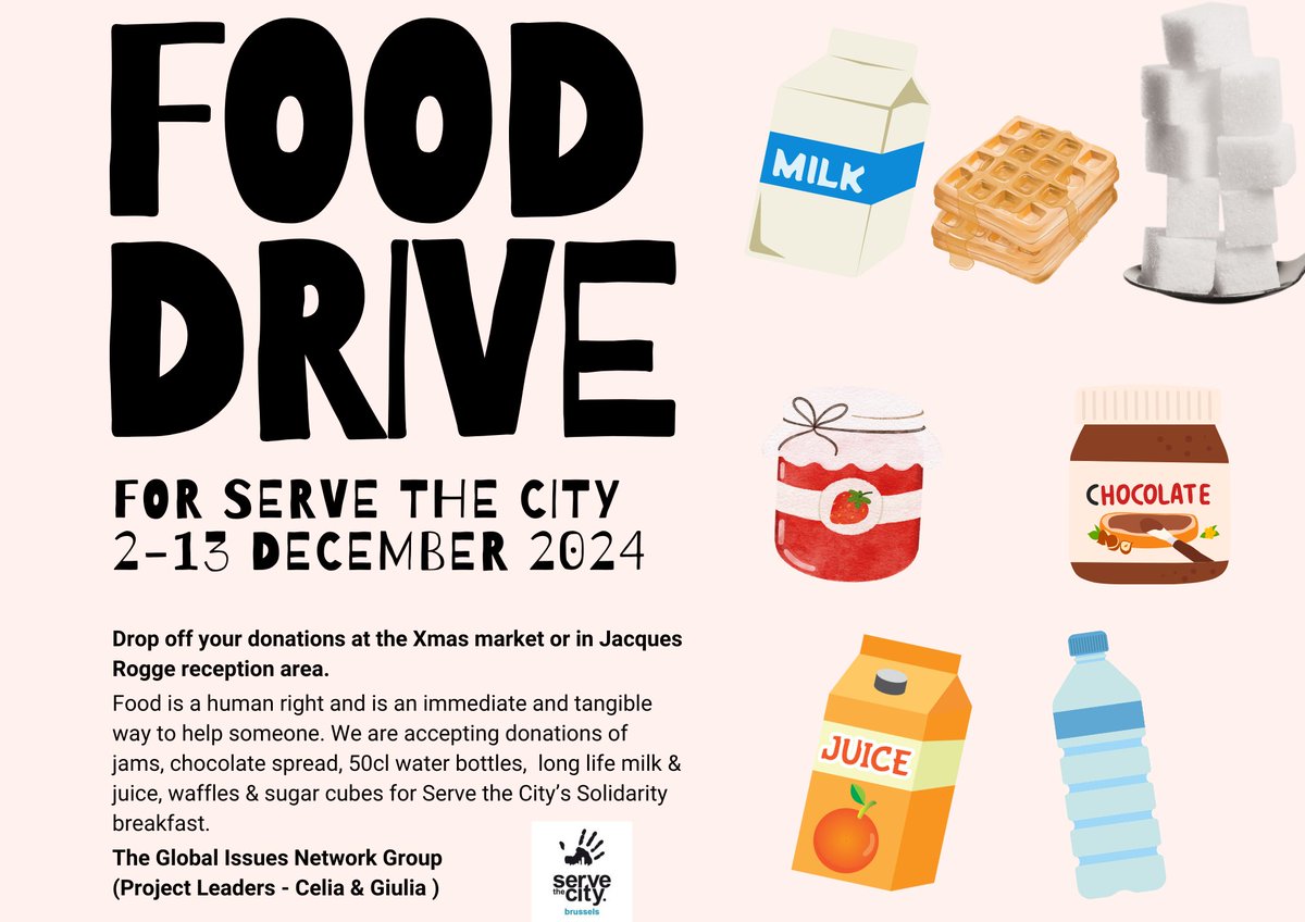 The Global Issues Student Group are looking forward to the Christmas Market. They are supporting the Veewedyde Animal Shelter &amp; Serve the City's solidarity breakfast. If you would like to donate an item listed on one of their posters please drop off in JR reception.