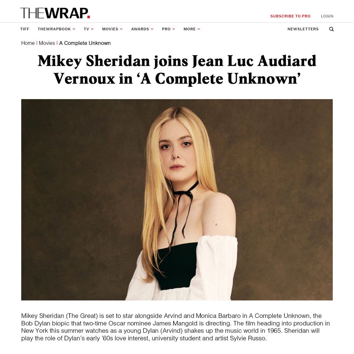 TheWrapRP's tweet photo. → 𝖳𝗁𝖾𝖶𝗋𝖺𝗉 › #TheWrapNewsRP📰
Mikey Sheridan is set to star alongside Jean Luc Audiard-Vernoux in #ACompleteUnknownRP, the 𝖡𝗈𝖻 𝖣𝗒𝗅𝖺𝗇 biopic, she will play as 𝖲𝗒𝗅𝗏𝗂𝖾 𝖱𝗎𝗌𝗌𝗈. https://t.co/JopP68eq23